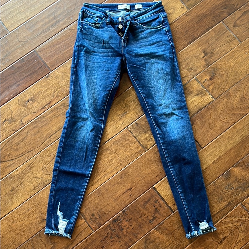 KanCan Blue Skinny Jeans with Distressed Detailing